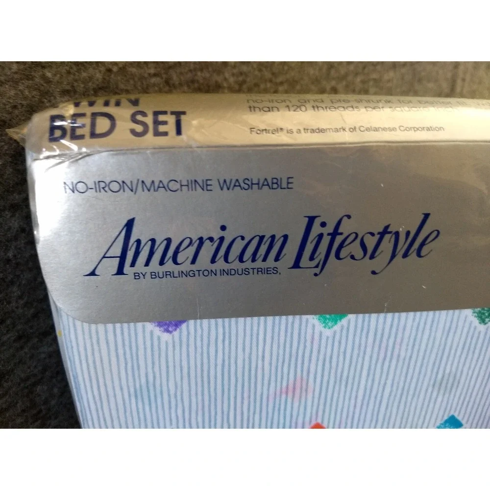American Lifestyle Twin Sheet Set 3Pc Combed-Soft Cotton Blend Prism Diamond NOS